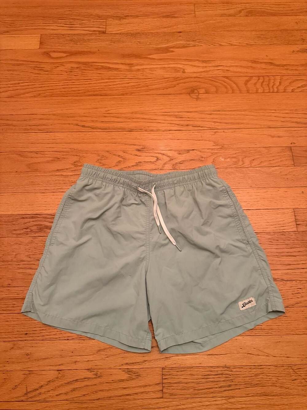 Bather Swim Trunks Size M Sage Green Solid Drawstring Pocket